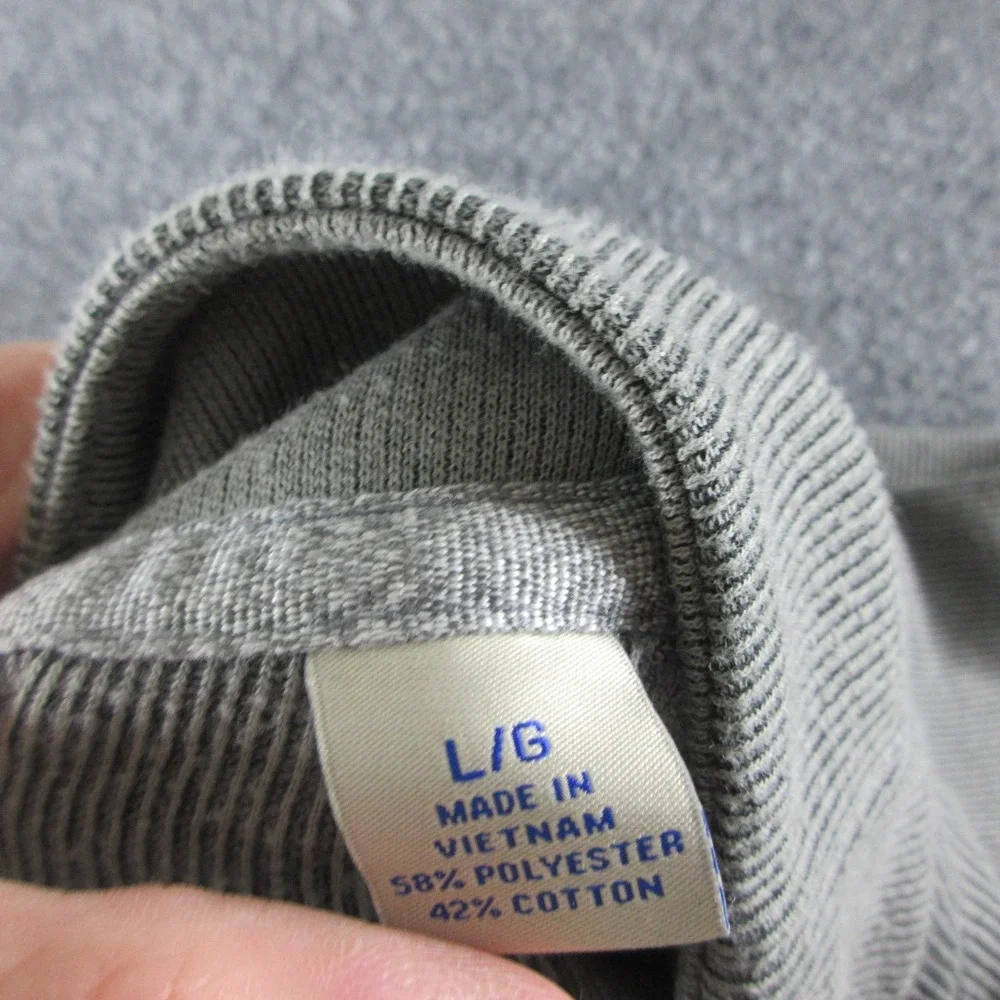 Tommy Bahama Sweater Mens L Gray Henley Mock Neck Waffle Knit Thermal Pullover